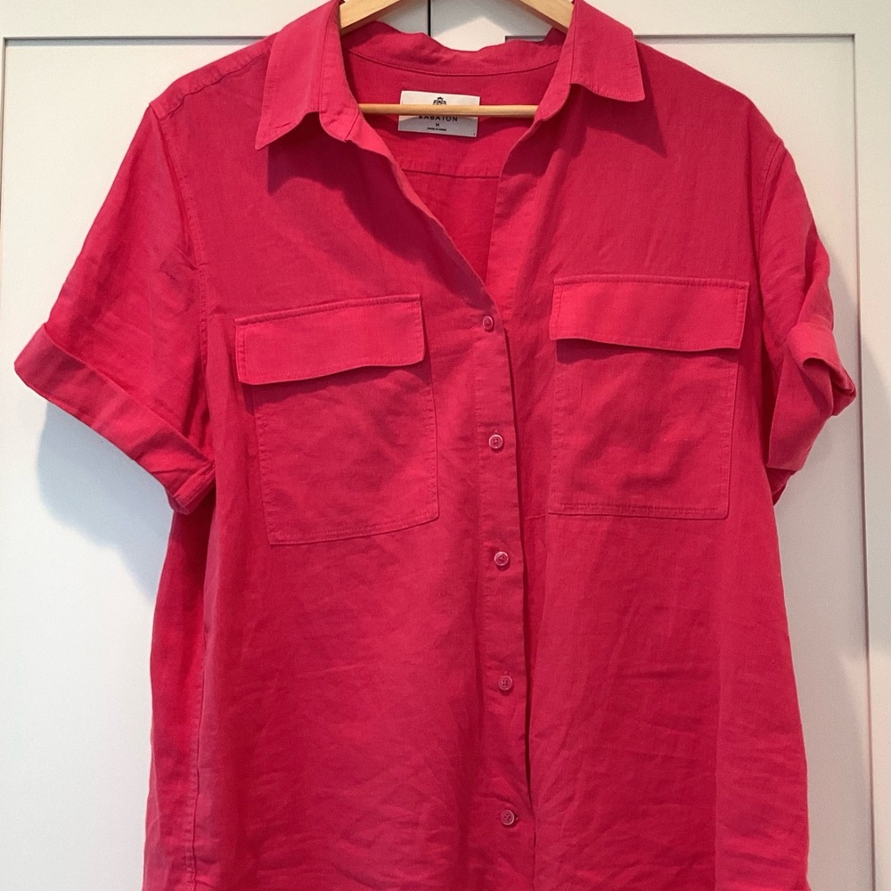 Babaton Vibrant Red Button-Down Shirt